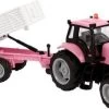 Tractor Met Aanhanger Roze Met Licht En Geluid