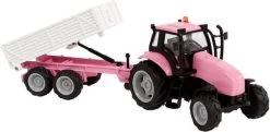 Tractor Met Aanhanger Roze Met Licht En Geluid