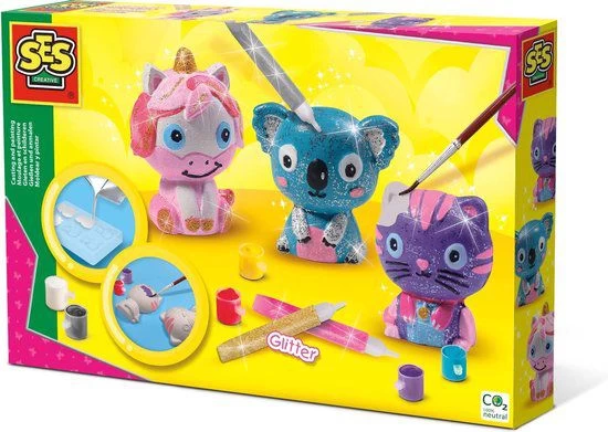 SES - Gieten En Schilderen - Glitter Dieren 3 SES - Gieten En Schilderen - Glitter Dieren
