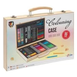 Kleurkoffer Hout 86-delig