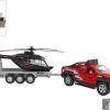 Kids Globe - Pull-back Terreinwagen Met Trailer + Heli 35cm -Speelgoedverkoop 3759