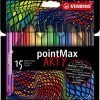 Viltstiften Stabilo Arty Pointmax Fineliner: 15 Stuks