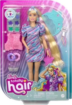 Barbie Totally Hair Doll - Blond, Blauw, Paars